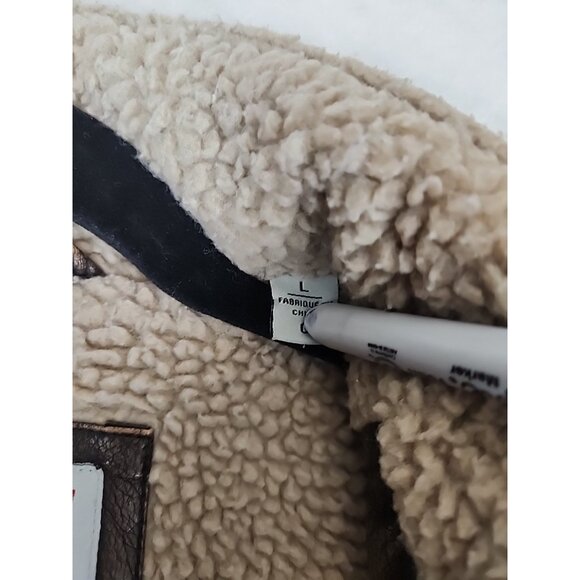 Levi's Aviator Bomber Jacket Men's Size Large Brown Faux Leather Sherpa Lined - Picture 5 of 13